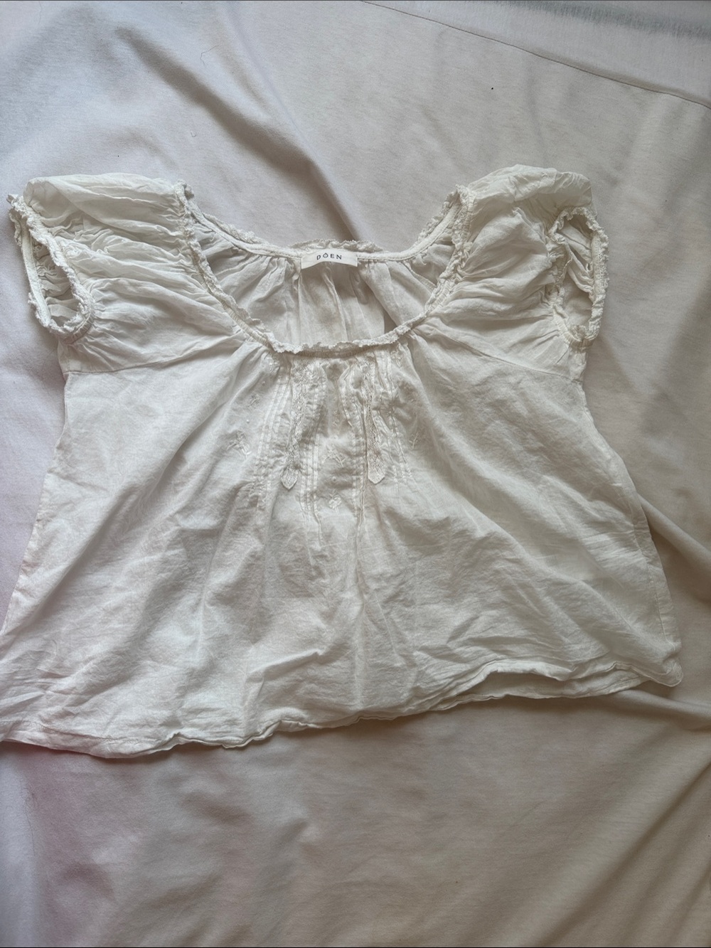 Doen inspired white cotton peasant top
